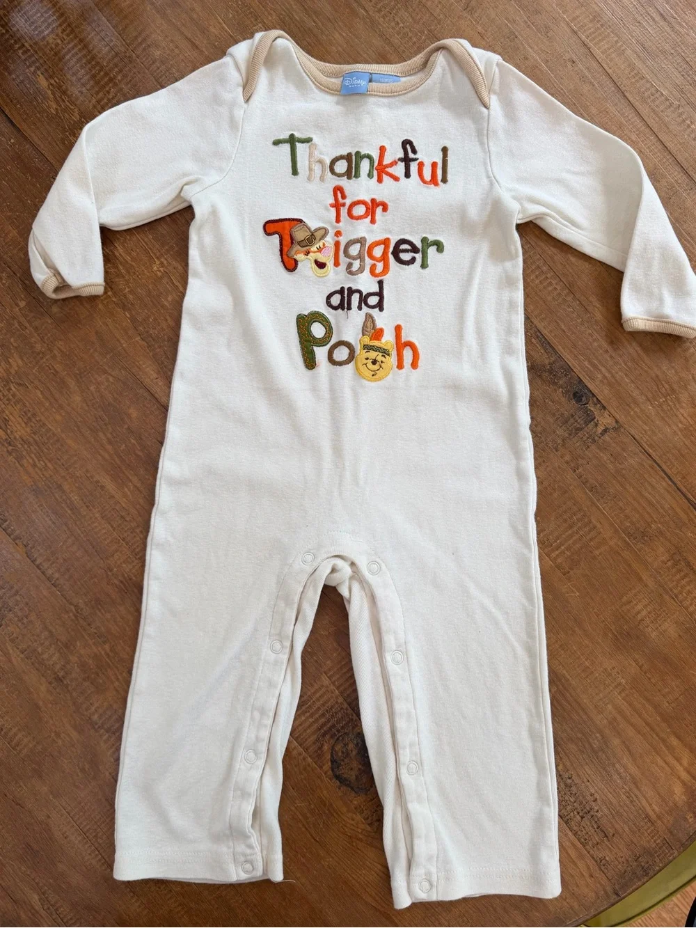 Disney Baby Thanksgiving One Piece Outfit. Thankful for Tigger and Pooh, Cotton